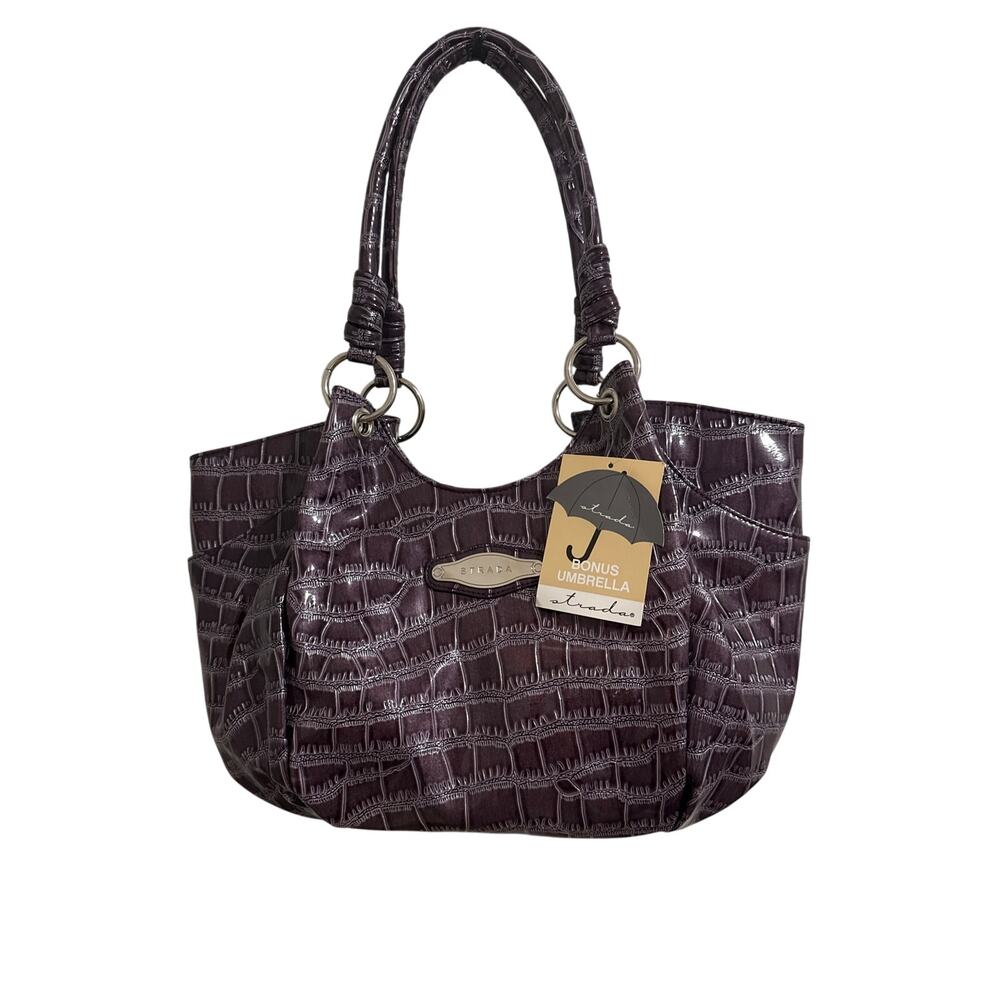 Purple faux snake skin STRADA purse NWT